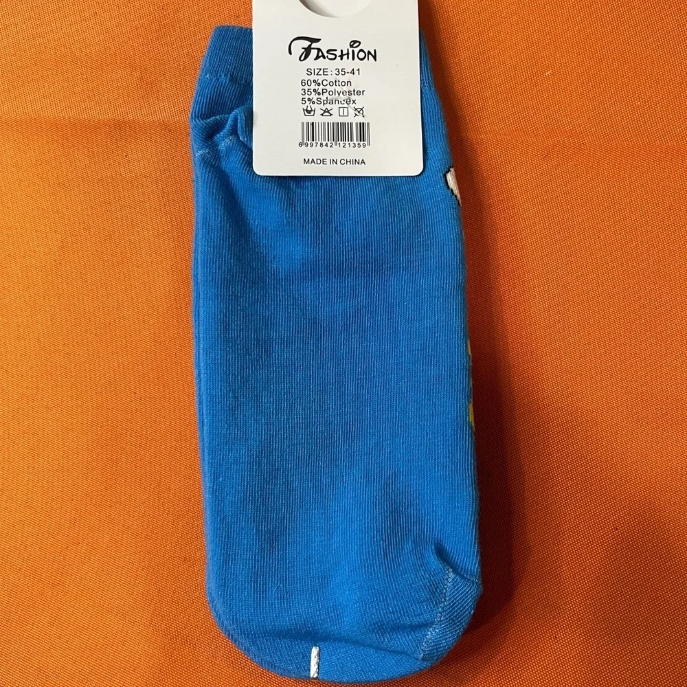 6/$25 Blue Cartoon Character Socks